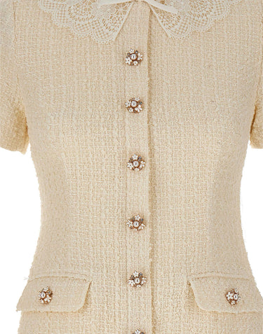 Abito con bordi in pizzo 002SBC CREAM SELF-PORTRAIT 
