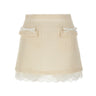 Mini gonna in bouclé con pizzo 002SKC CREAM SELF-PORTRAIT 