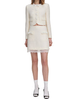 Mini gonna in bouclé con pizzo 002SKC CREAM SELF-PORTRAIT 