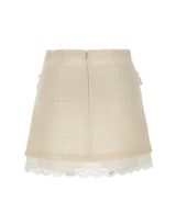 Mini gonna in bouclé con pizzo 002SKC CREAM SELF-PORTRAIT 