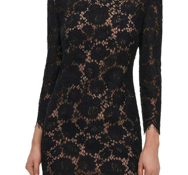 SELF-PORTRAIT Mini abito in pizzo a maniche lunghe BLACK Donna 