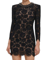 SELF-PORTRAIT Mini abito in pizzo a maniche lunghe BLACK Donna 