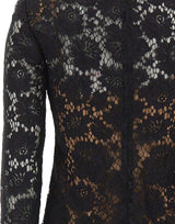 SELF-PORTRAIT Mini abito in pizzo a maniche lunghe BLACK Donna 