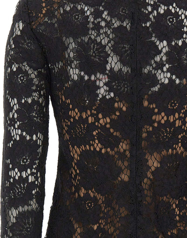 SELF-PORTRAIT Mini abito in pizzo a maniche lunghe BLACK Donna 