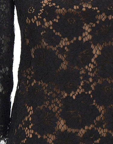 SELF-PORTRAIT Mini abito in pizzo a maniche lunghe BLACK Donna 