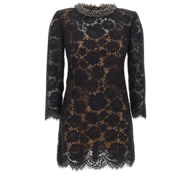 SELF-PORTRAIT Mini abito in pizzo a maniche lunghe BLACK Donna 