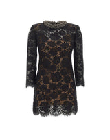 SELF-PORTRAIT Mini abito in pizzo a maniche lunghe BLACK Donna 