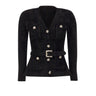 SELF-PORTRAIT Cardigan in ciniglia con cintura BLACK Donna 