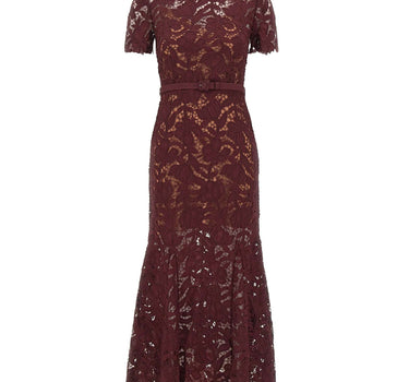 SELF-PORTRAIT Abito midi in pizzo RED Donna 