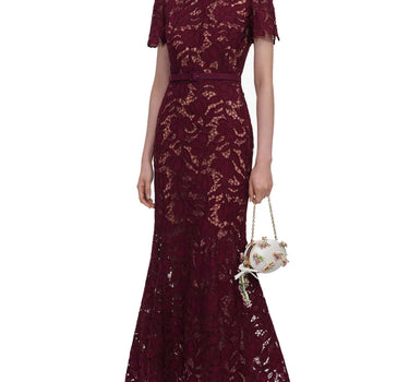 SELF-PORTRAIT Abito midi in pizzo RED Donna 