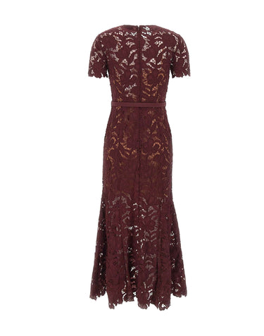 SELF-PORTRAIT Abito midi in pizzo RED Donna 