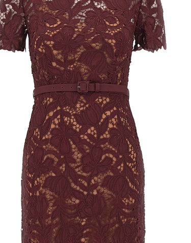 SELF-PORTRAIT Abito midi in pizzo RED Donna 