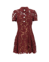 Abito mini in pizzo 111SABU BURGUNDY SELF-PORTRAIT 