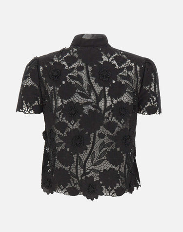 SELF-PORTRAIT Camcia in pizzo con fiocco BLACK Donna 