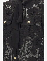 SELF-PORTRAIT Camcia in pizzo con fiocco BLACK Donna 