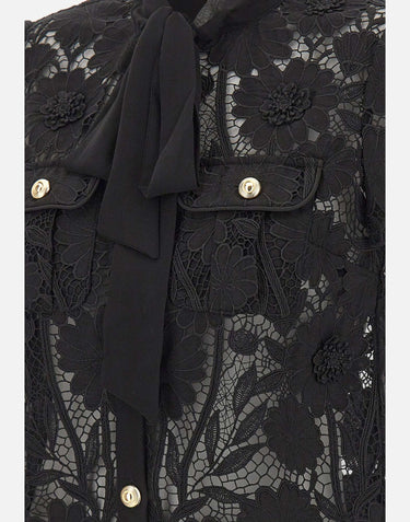 SELF-PORTRAIT Camcia in pizzo con fiocco BLACK Donna 