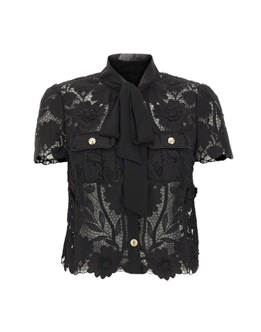 Camcia in pizzo con fiocco 111TB BLACK SELF-PORTRAIT 