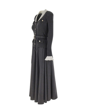 Abito in maglia effetto twill 131MAGR GREY SELF-PORTRAIT 