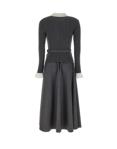 Abito in maglia effetto twill 131MAGR GREY SELF-PORTRAIT 