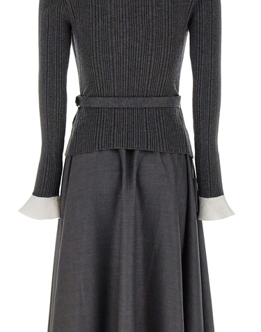 Abito in maglia effetto twill 131MAGR GREY SELF-PORTRAIT 