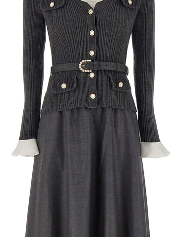 Abito in maglia effetto twill 131MAGR GREY SELF-PORTRAIT 