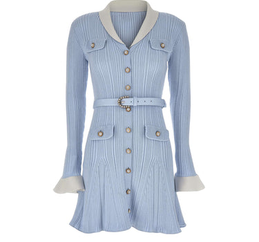Abito in maglia effetto twill 131SBL BLUE SELF-PORTRAIT 