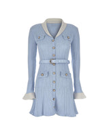 Abito in maglia effetto twill 131SBL BLUE SELF-PORTRAIT 