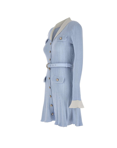 Abito in maglia effetto twill 131SBL BLUE SELF-PORTRAIT 