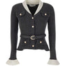 SELF-PORTRAIT Cardigan a costine con cintura GREY Donna 