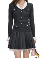 SELF-PORTRAIT Cardigan a costine con cintura GREY Donna 