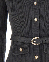 SELF-PORTRAIT Cardigan a costine con cintura GREY Donna 
