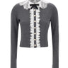 SELF-PORTRAIT Cardigan con colletto e inserti in pizzo GREY Donna 