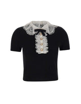Top in maglia con collo in pizzo 134TB BLACK SELF-PORTRAIT 
