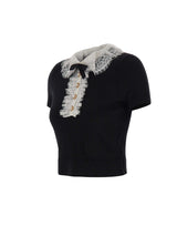 Top in maglia con collo in pizzo 134TB BLACK SELF-PORTRAIT 