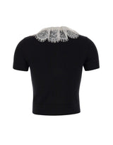 Top in maglia con collo in pizzo 134TB BLACK SELF-PORTRAIT 