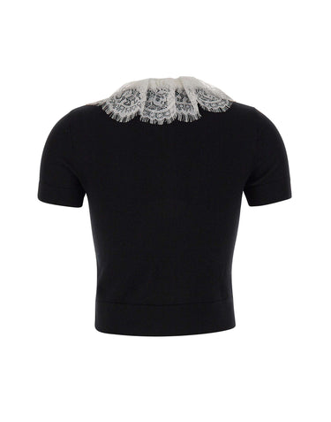 Top in maglia con collo in pizzo 134TB BLACK SELF-PORTRAIT 