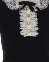 Top in maglia con collo in pizzo 134TB BLACK SELF-PORTRAIT 