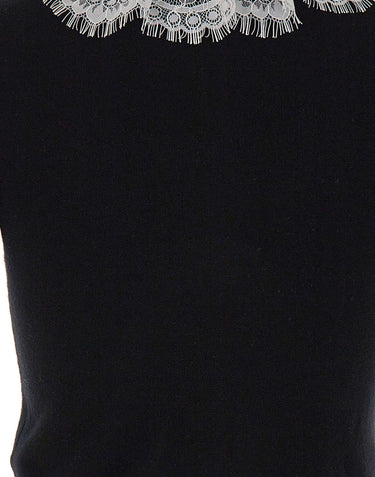 Top in maglia con collo in pizzo 134TB BLACK SELF-PORTRAIT 