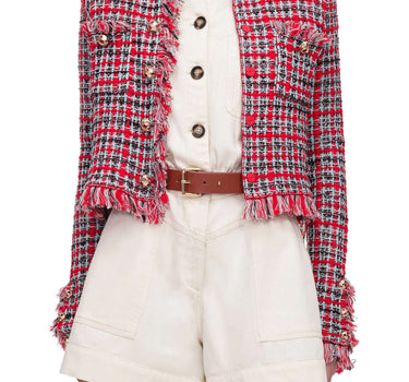 SELF-PORTRAIT Giacca in maglia a quadri MULTICOLOR Donna 