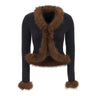 SELF-PORTRAIT Cardigan con ecopelliccia BLACK Donna 