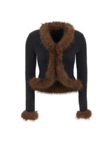 SELF-PORTRAIT Cardigan con ecopelliccia BLACK Donna 