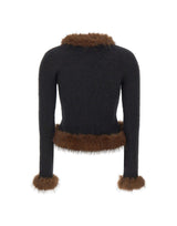 SELF-PORTRAIT Cardigan con ecopelliccia BLACK Donna 