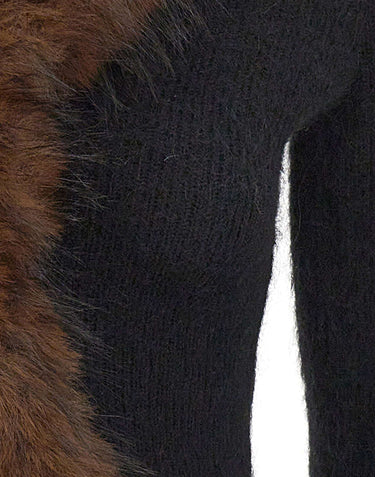SELF-PORTRAIT Cardigan con ecopelliccia BLACK Donna 