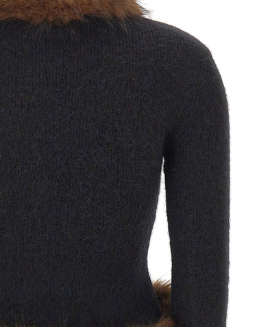 SELF-PORTRAIT Cardigan con ecopelliccia BLACK Donna 
