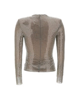 SELF-PORTRAIT Top in rete con strass GREY Donna 