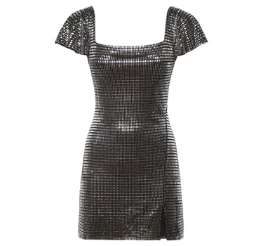 SELF-PORTRAIT Mini abito in rete con strass GREY Donna 