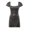SELF-PORTRAIT Mini abito in rete con strass GREY Donna 