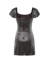 SELF-PORTRAIT Mini abito in rete con strass GREY Donna 