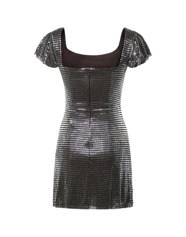 SELF-PORTRAIT Mini abito in rete con strass GREY Donna 