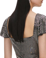 SELF-PORTRAIT Mini abito in rete con strass GREY Donna 